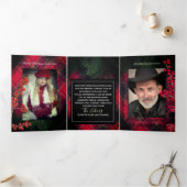 Tartan Plaid Rood Gepersonaliseerd Wit Script Drieluik Wenskaart (Binnen)