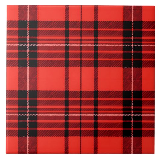 Tartan Plaid Rood Traditioneel Modern Collectie Tegeltje (Voorkant)