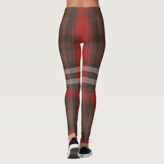Tartan Plaid Rood Traditioneel Trendy Collectie Leggings (Achterkant)