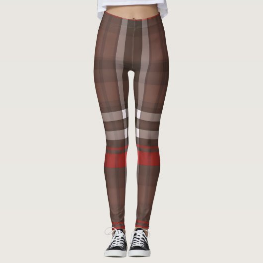 Tartan Plaid Rood Traditioneel Trendy Collectie Leggings (Voorkant)
