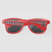 Tartan Plaid Rood Wit Blauw Patroon Zonnebrillen (Achterkant)