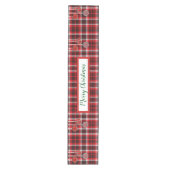 Tartan Plaid, Rood Wit Zwart, Ornamenten, Glitter Medium Tafelloper (Voorkant)