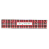 Tartan Plaid, Rood Wit Zwart, Ornamenten, Glitter Medium Tafelloper (Horizontaal)