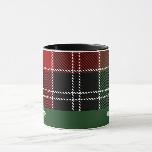 Tartan Plaid Schots Patroon Custom Familienaam Mok (Midden)