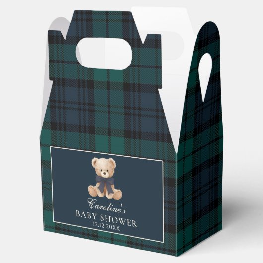 Tartan Plaid Teddy Bear Baby Shower Favor Boxes Bedankdoosjes (Geopend)