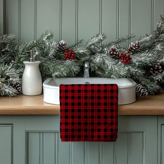 Tartan Plaid Towels Red Black Gift for Settling In Bad Handdoek