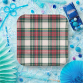 Tartan Plaid Wit Groen Rood Kerstfeest Papieren Bordje (Feest)