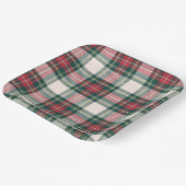 Tartan Plaid Wit Groen Rood Kerstfeest Papieren Bordje (Gebogen)