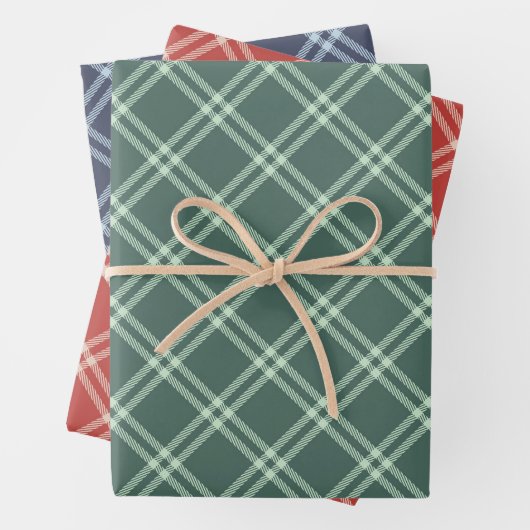 Tartan, Plaid Wrapping Paper Flat Sheet Set van 3 (In situ)