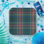 Tartan Plaid Zwart Groen Rood Kerstfeest Papieren Bordje (Feest)
