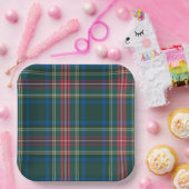 Tartan Plaid Zwart Groen Rood Kerstfeest Papieren Bordje (Feest)