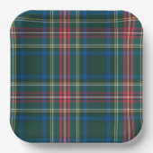 Tartan Plaid Zwart Groen Rood Kerstfeest Papieren Bordje (Voorkant)