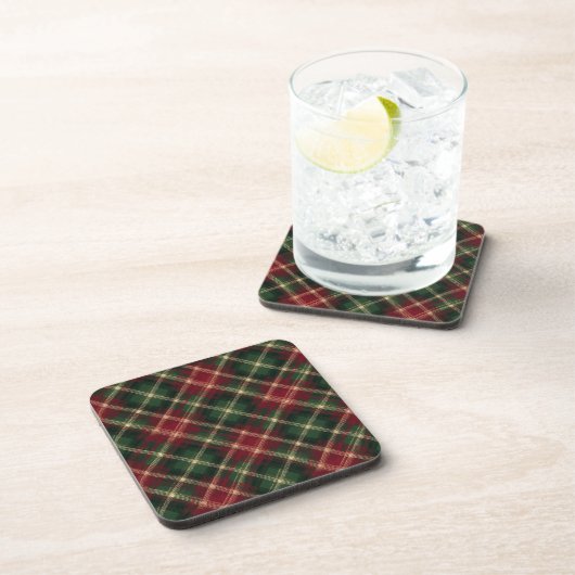 Tartan Plain Festive Hard Plastic Coaster Set Bier Onderzetter (Rechterzijde)