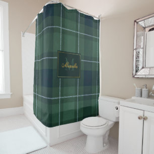 Tartan Polo Plaid Vintage Monogram Donkergroen Douchegordijn
