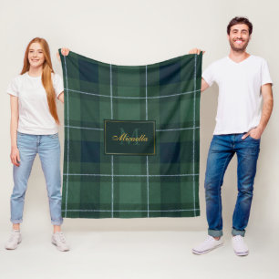 Tartan Polo Plaid Vintage Monogram Donkergroen Fleece Deken