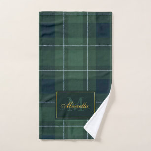 Tartan Polo Plaid Vintage Monogram Donkergroen Handdoek