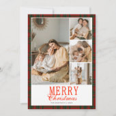Tartan Preppy Christmas Photo Collage Feestdagenkaart (Voorkant)