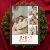 Tartan Preppy Christmas Photo Collage Feestdagenkaart