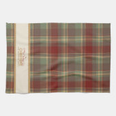 Tartan Prettig Kerstmis Gouden Frame ID1141A Theedoek (Horizontaal)