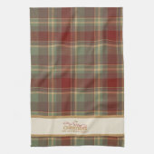 Tartan Prettig Kerstmis Gouden Frame ID1141A Theedoek (Verticaal)