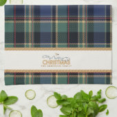 Tartan Prettig Kerstmis Gouden Frame ID1141B Theedoek (Gevouwen)