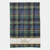 Tartan Prettig Kerstmis Gouden Frame ID1141B Theedoek (Verticaal)
