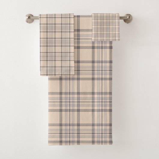 Tartan Pset Beige, bruin & wit nr. 47 Bad Handdoek (Insitu)
