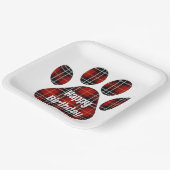 Tartan Pset Birthday Pawprints Papieren Bordje (Gebogen)