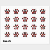 Tartan Pset Birthday Pawprints Ronde Sticker (Vel)
