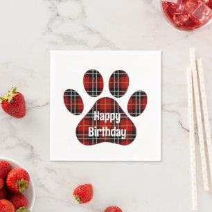 Tartan Pset Birthday Pawprints Servet