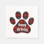 Tartan Pset Birthday Pawprints Servet (Voorkant)