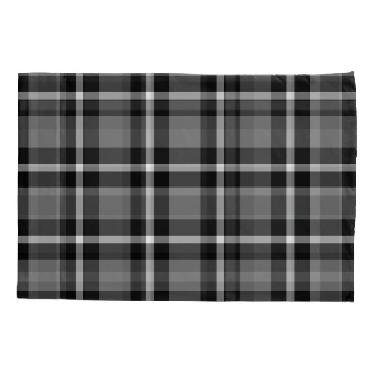 Tartan Pset Black, Grey & White No. 48 Kussensloop (Achterkant-Links)