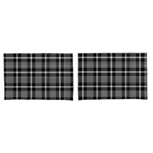 Tartan Pset Black, Grey & White No. 48 Kussensloop (Voorkant-Set)
