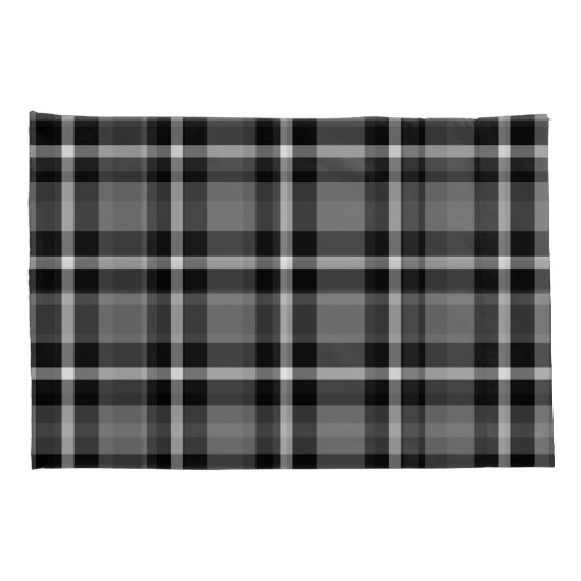 Tartan Pset Black, Grey & White No. 48 Kussensloop (Achterkant-Rechts)