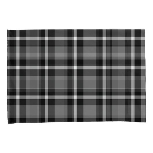Tartan Pset Black, Grey & White No. 48 Kussensloop (Voorkant-Rechts)