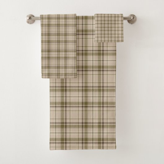 Tartan Pset Brown, Beige & Green No. 59 Bad Handdoek (Insitu)