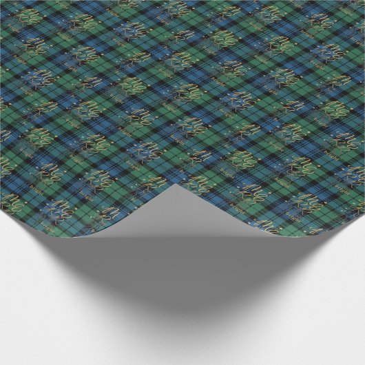 Tartan Pset Campbell Merry en Bright Kerstmis Cadeaupapier (Hoek)