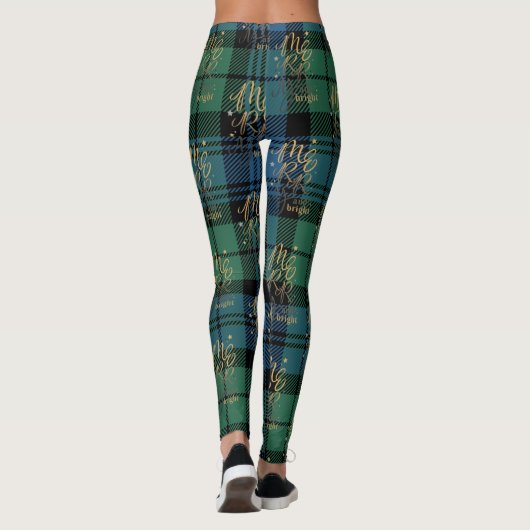 Tartan Pset Campbell Merry en Bright Kerstmis Leggings (Achterkant)