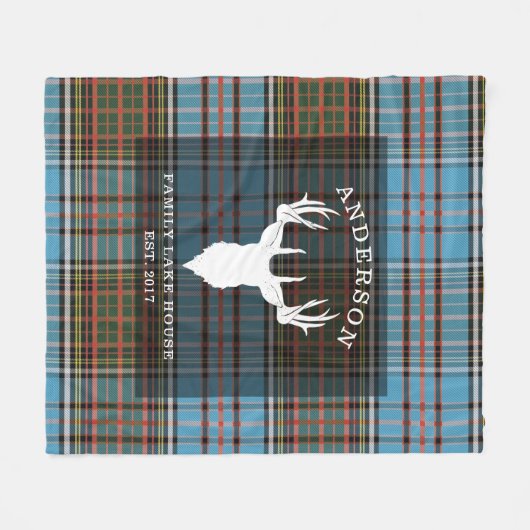 Tartan Pset Clan Anderson Family Lake House Fleece Deken (Voorkant (Horizontaal))