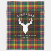 Tartan Pset Clan Buchanan Familienaam Lake House Fleece Deken (Voorkant)
