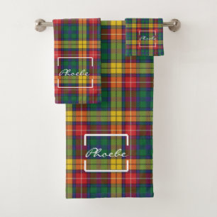 Tartan Pset Clan Buchanan Yellow Red Green Check Bad Handdoek
