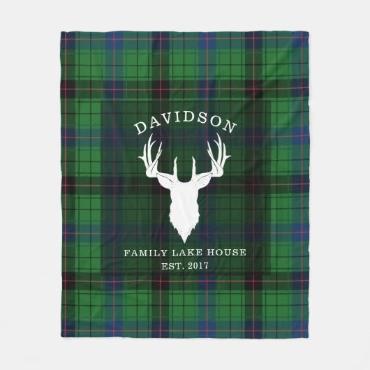 Tartan Pset Clan Davidson Family Lake House Fleece Deken (Voorkant)