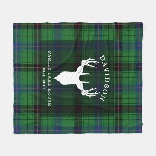 Tartan Pset Clan Davidson Family Lake House Fleece Deken (Voorkant (Horizontaal))