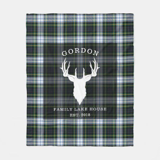 Tartan Pset Clan Gordon Lake House Fleece Deken (Voorkant)