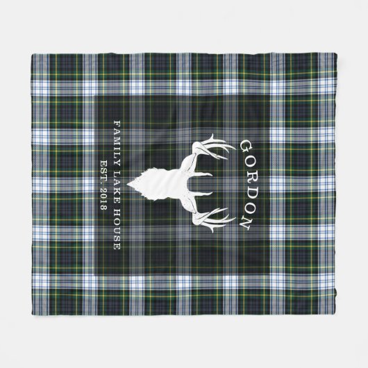 Tartan Pset Clan Gordon Lake House Fleece Deken (Voorkant (Horizontaal))