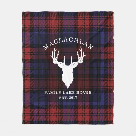 Tartan Pset Clan MacLachlan Familie Lake House Fleece Deken (Voorkant)