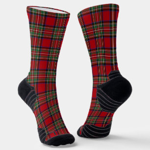 Tartan Pset Clan Stewart Red Green Rustic Sokken