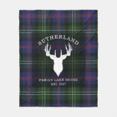 Tartan Pset Clan Sutherland Familie Lake House Fleece Deken (Voorkant)