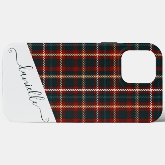 Tartan Pset Elegant Script Blue Name Case-Mate iPhone Case (Achterkant (horizontaal))