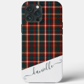 Tartan Pset Elegant Script Blue Name Case-Mate iPhone Case (Achterkant)